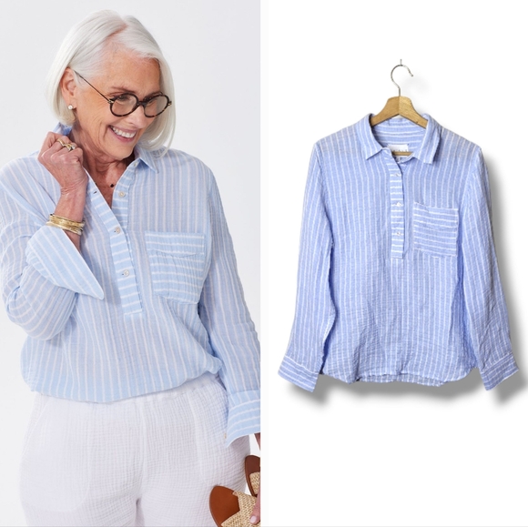 Alice Walk The Striped Organic Cotton Cloud Top Size M NWT - Picture 7 of 11